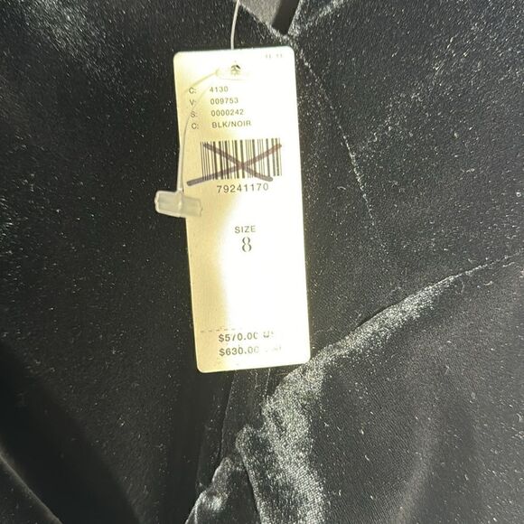 SHOSHANNA FOR ANTHROPOLOGIE RUCHED ASYMMETRICAL BLACK VELVET GOWN NWT SIZE 8 - Picture 8 of 9